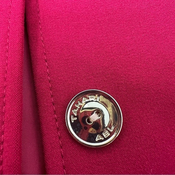 Tahari ASL Red Business Suit Jacket Blazer Size 4 Horse Bit Buckles Gold Buttons - Picture 13 of 13